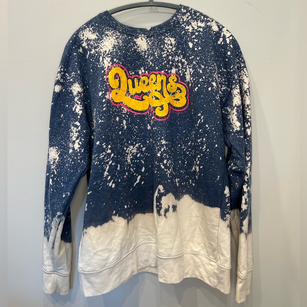 Queens Graffiti Style Sweatshirt with Bleach Accent